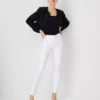 Petite White Mid Rise Skinny Jeans with Smoothing Stretch
