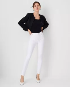 Petite White Mid Rise Skinny Jeans with Smoothing Stretch