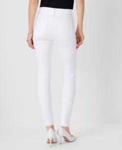 Petite White Mid Rise Skinny Jeans with Smoothing Stretch -Ann Taylor Store 833023 9000 ALT2