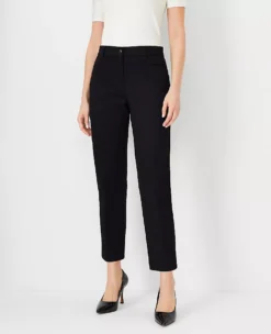 Petite Black Cotton Crop Pants with Slim Tailored Fit