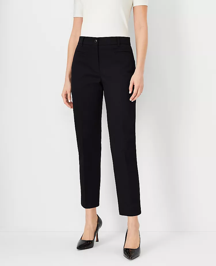 Petite Black Cotton Crop Pants with Slim Tailored Fit 1 Petite Black Cotton Crop Pants with Slim Tailored Fit