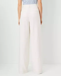 Petite Pleated Wide-Leg Pants - High Waisted Winter White Trousers 5 Petite Pleated Wide-Leg Pants - High Waisted Winter White Trousers -Ann Taylor Store 833195 9192 ALT2