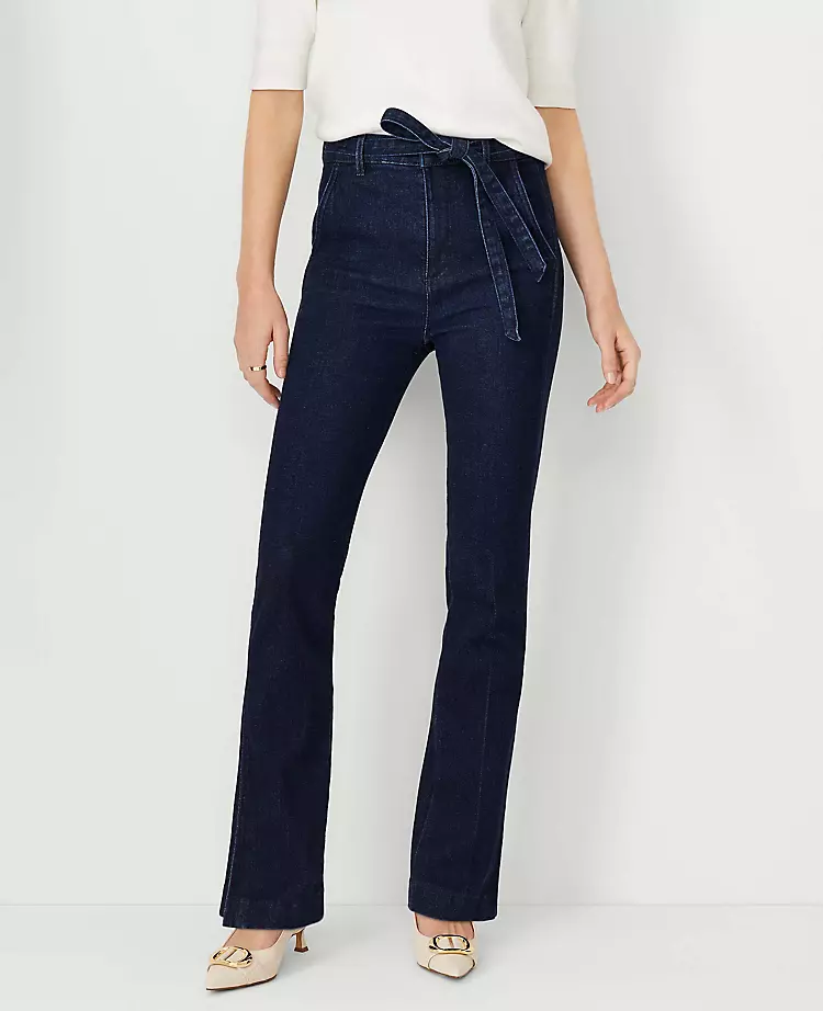 High Rise Tie Waist Slim Jeans in Classic Dark Rinse 2 High Rise Tie Waist Slim Jeans in Classic Dark Rinse - Image 2