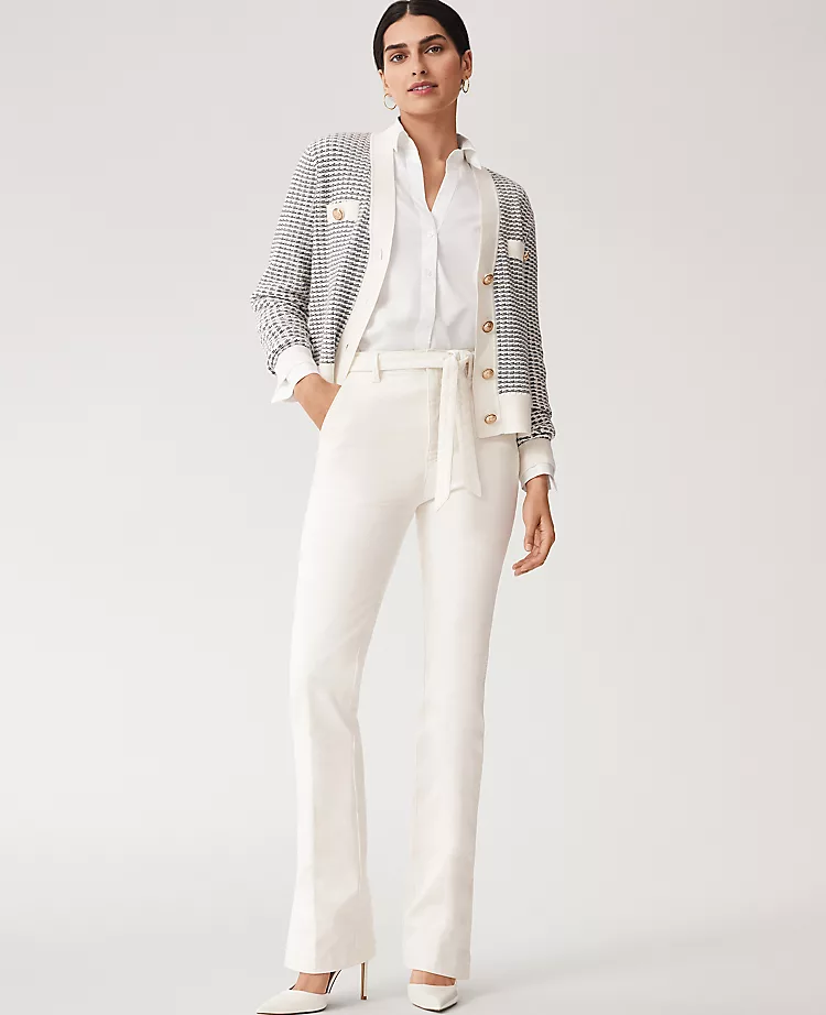 High-Rise Ivory Tie Waist Slim Jeans with Tailored Belt 1 High-Rise Ivory Tie Waist Slim Jeans with Tailored Belt