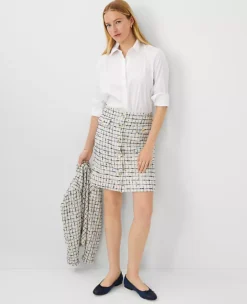 Tweed A-Line Skirt with Buttons - Blue Lake Textured Mini Skirt 5 Tweed A-Line Skirt with Buttons - Blue Lake Textured Mini Skirt -Ann Taylor Store 834507 0507 ALT2