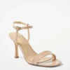 Women's Camel Patent Skinny Strap Sandals - Elegant Ankle Strap Heels