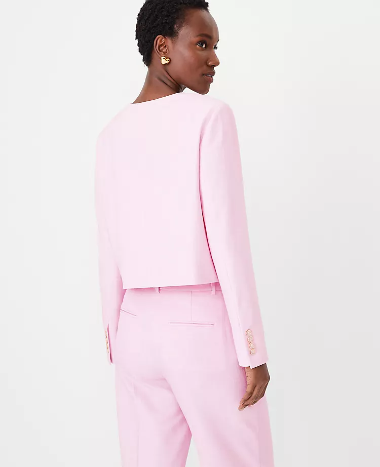 Petite Crew Neck Cross Weave Jacket in Fragrant Lilac 2 Petite Crew Neck Cross Weave Jacket in Fragrant Lilac - Image 2