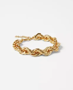 Goldtone Twisted Rope Chain Bracelet with Adjustable Extender