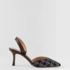 Elegant Black Tweed Slingback Pumps with Padded Footbed