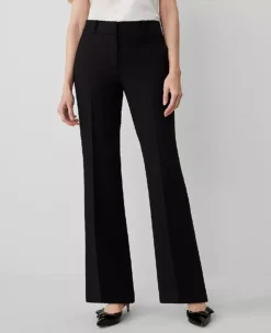 Petite Curvy Fit Black Trousers - Flared Wide Leg Work Pants