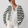 Ann Taylor Weekend Petite Striped Stitched Jacket - Green & White Stripe