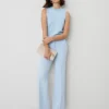 Petite Jayne Flared Trouser in Freesia Blue - Mid-Rise Tailored Fit