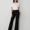 Petite Tailored Flare Trousers - Black Mid-Rise Dress Pants