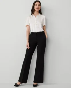 Petite Tailored Flare Trousers - Black Mid-Rise Dress Pants