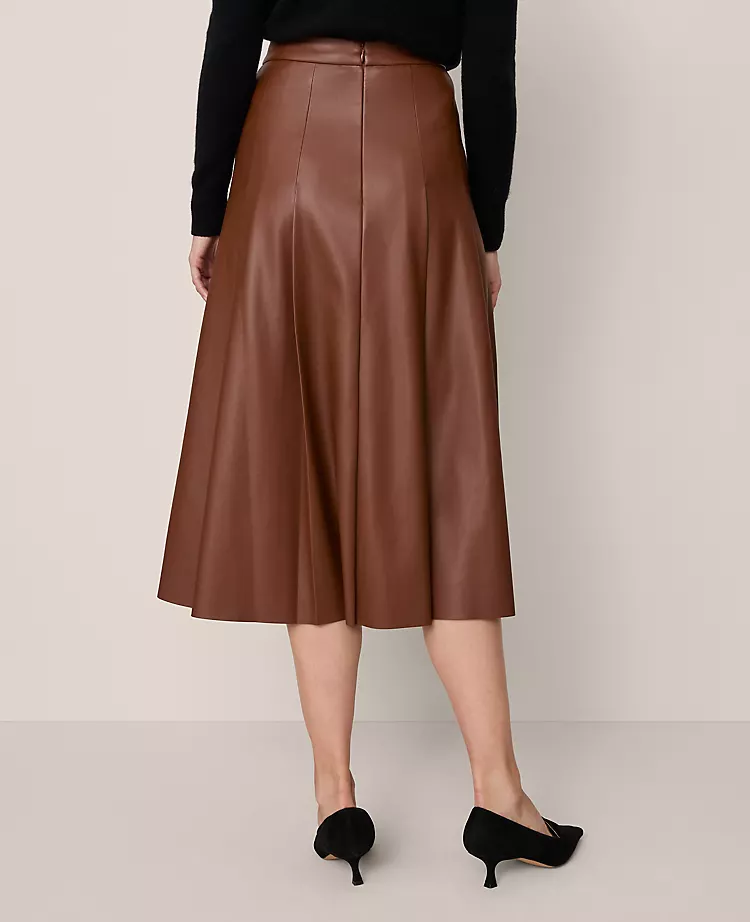Midnight Mahogany Pleated Faux Leather Midi Skirt 3 Midnight Mahogany Pleated Faux Leather Midi Skirt - Image 3