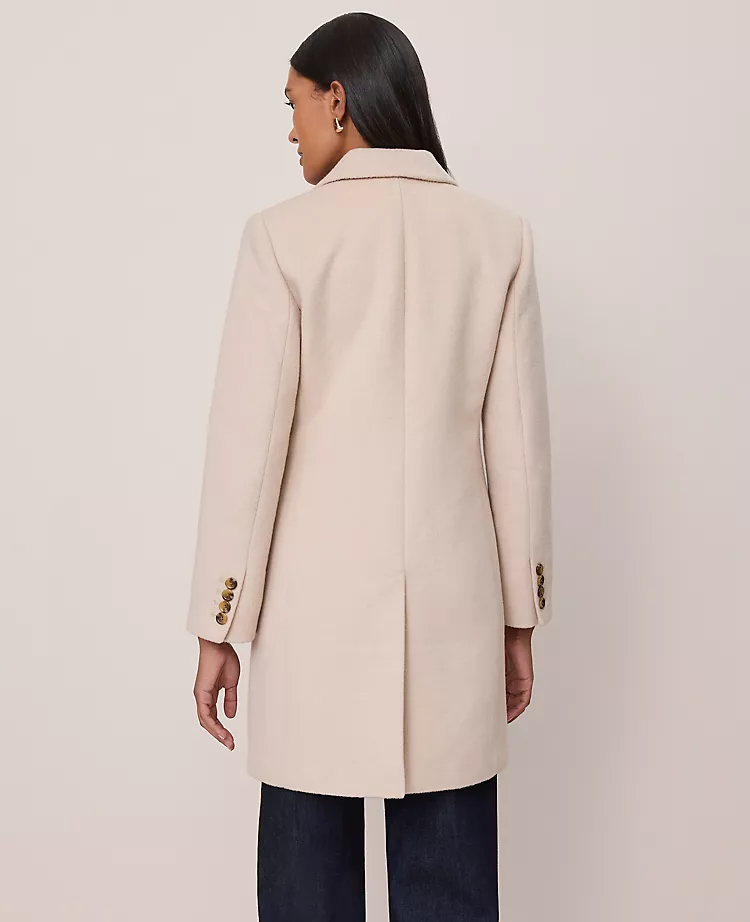 Women's Tailored Chesterfield Coat in Pale Sandalwood - Wool Blend 2 Women's Tailored Chesterfield Coat in Pale Sandalwood - Wool Blend - Image 2