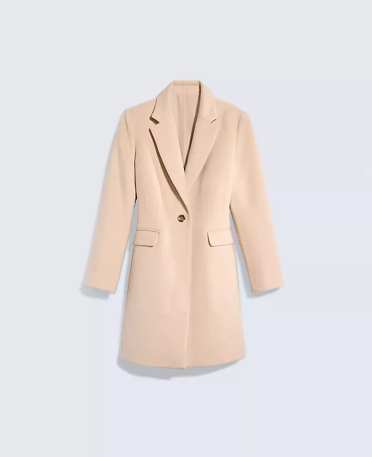 Women's Tailored Chesterfield Coat in Pale Sandalwood - Wool Blend 4 Women's Tailored Chesterfield Coat in Pale Sandalwood - Wool Blend - Image 4