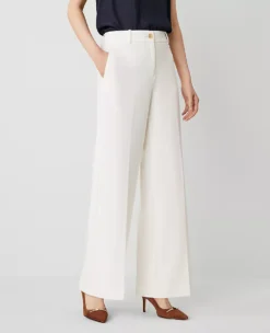 Petite Wide-Leg Dress Pants in Winter White - High-Rise Silhouette -Ann Taylor Store 836981 9192 ALT1