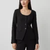 Tailored Women's Fluid Crepe U-Neck Jacket - Sleek Black Professional Blazer