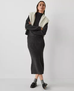 Weekend Collection Ribbed Sweater Skirt Heathered Onyx