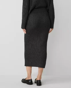 Weekend Collection Ribbed Sweater Skirt Heathered Onyx -Ann Taylor Store 837162 9672 ALT2