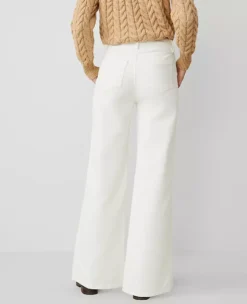 Petite Wide-Leg Corduroy Pants - Winter White High-Rise Trousers -Ann Taylor Store 837203 9192 ALT2
