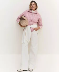 Petite Wide-Leg Corduroy Pants - Winter White High-Rise Trousers