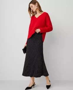 Petite Embellished Bias Midi Slip Skirt in Classic Black
