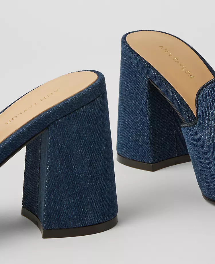 Denim Horsebit Block Heel Sandals - Elegant Dark Blue Comfort Heels 2 Denim Horsebit Block Heel Sandals - Elegant Dark Blue Comfort Heels - Image 2