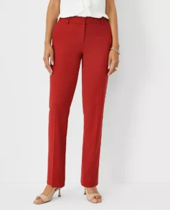 Petite Curvy Fit Straight Leg Pant in Lightweight Bright Brick Weave