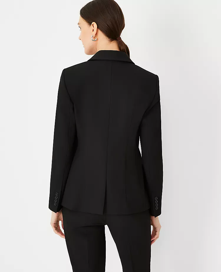 Petite Fitted Double Breasted Blazer in Wrinkle-Resistant Bi-Stretch Black 2 Petite Fitted Double Breasted Blazer in Wrinkle-Resistant Bi-Stretch Black - Image 2