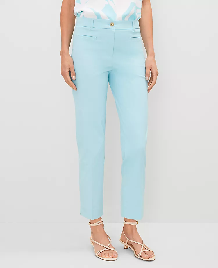 Gulf Stream Blue Cotton Slim Fit Crop Pants with Side Slits 2 Gulf Stream Blue Cotton Slim Fit Crop Pants with Side Slits - Image 2