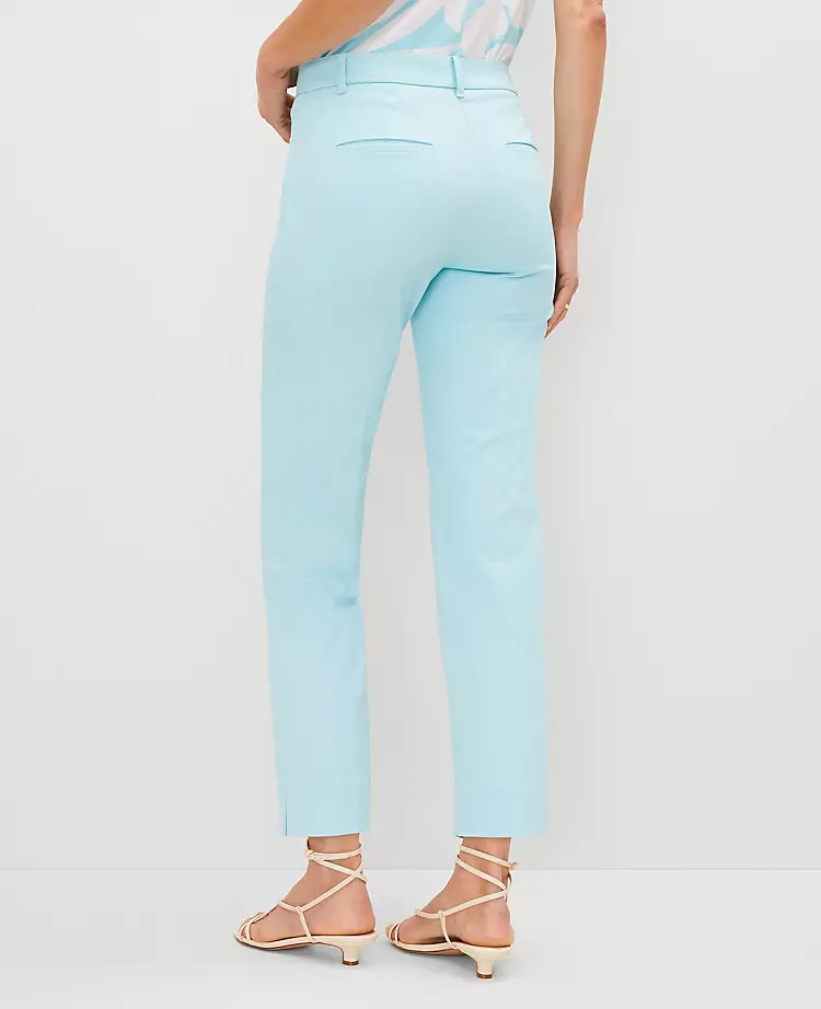 Gulf Stream Blue Cotton Slim Fit Crop Pants with Side Slits 3 Gulf Stream Blue Cotton Slim Fit Crop Pants with Side Slits - Image 3