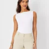 Petite Soft Khaki City Shorts - Tailored Stretch Fit