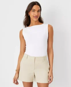 Petite Soft Khaki City Shorts - Tailored Stretch Fit