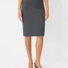 Petite Seamed Pencil Skirt: Curvy Fit Seasonless Stretch in Modern Charcoal
