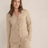 Haven Well Within Organic Cotton Blend Gradient Cable Cardigan Cashew Tan