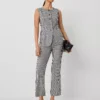 Petite Gingham Flare Pants - High Waisted Black and White Trousers