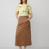 Ann Taylor Petite Sateen Cargo Midi Skirt in French Toast