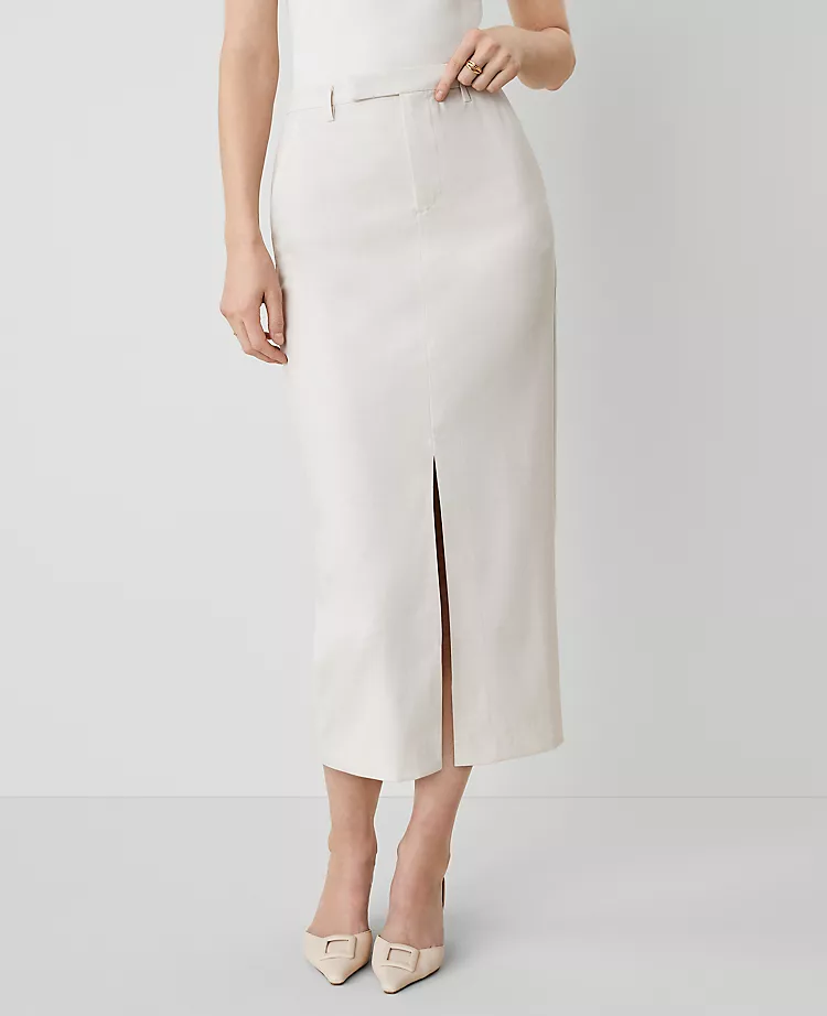 The Trouser Column Midi Skirt Tan Texture 2 The Trouser Column Midi Skirt Tan Texture - Image 2