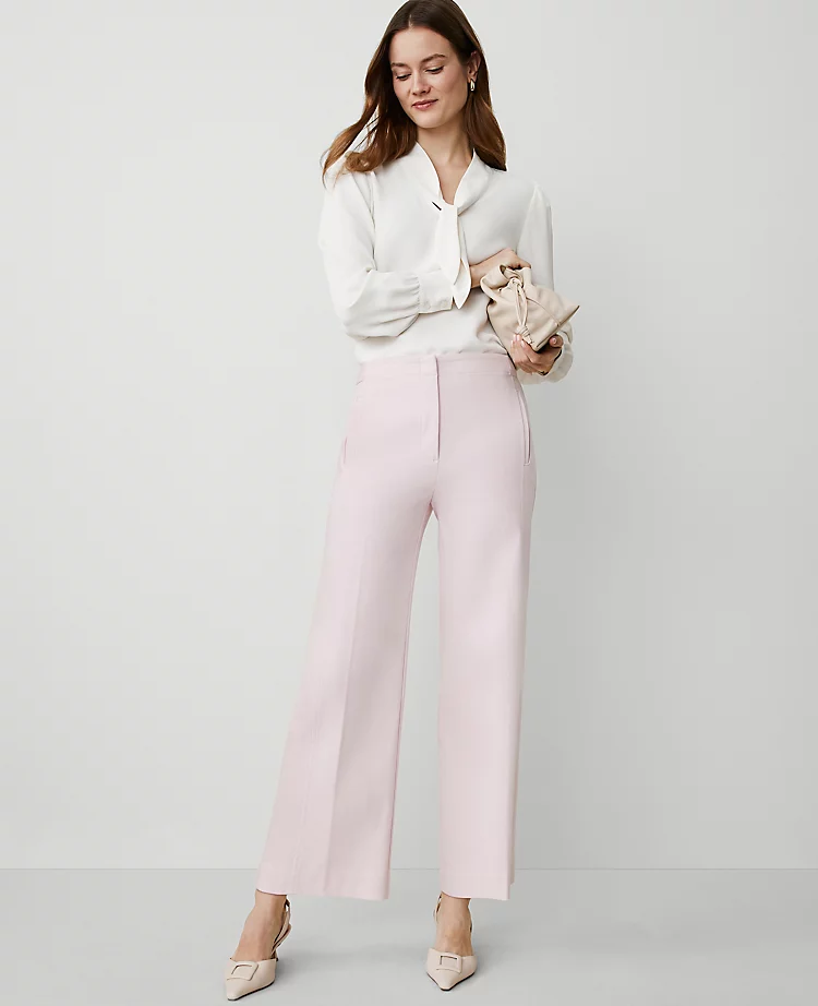 Pink High Rise Straight Leg Ankle Pants for Women - The Grace 1 Pink High Rise Straight Leg Ankle Pants for Women - The Grace