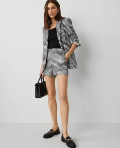 High-Waisted Side-Zip Gingham Shorts for Women - Black & White 9 High-Waisted Side-Zip Gingham Shorts for Women - Black & White -Ann Taylor Store 845677 2528 ALT3