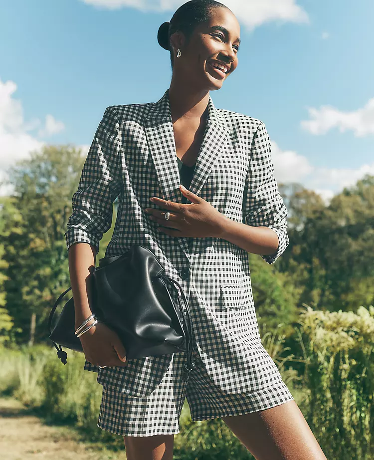 High-Waisted Side-Zip Gingham Shorts for Women - Black & White 1 High-Waisted Side-Zip Gingham Shorts for Women - Black & White