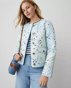 Ann Taylor Weekend Petite Paisley Quilted Jacket in Pristine Blue -Ann Taylor Store 845711 517601 ALT2