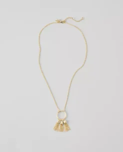 Triple Tassel Goldtone Statement Necklace - 16-18 Inch Adjustable Chain