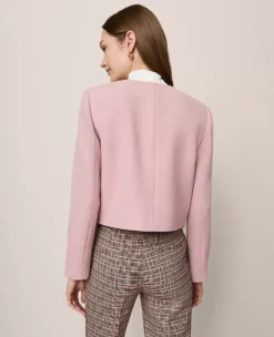 Women's Pale Mauve Crew Neck Jacket - Tailored Cropped Blazer -Ann Taylor Store 845915 9422 ALT1