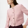 Women's Pale Mauve Crew Neck Jacket - Tailored Cropped Blazer