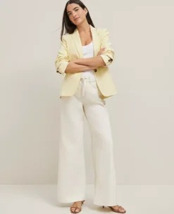 Petite Ivory Drawstring Slouchy Palazzo Jeans