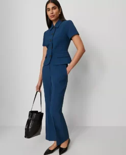 High-Waisted Flare Ankle Pants in Fluid Crepe - Moonlit Backdrop