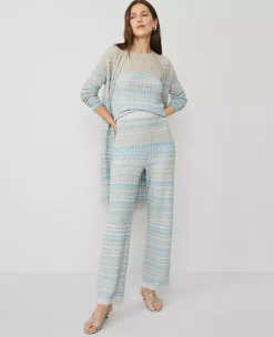 High-Waisted Petite Wide-Leg Sweater Pants in Shimmer Ombré